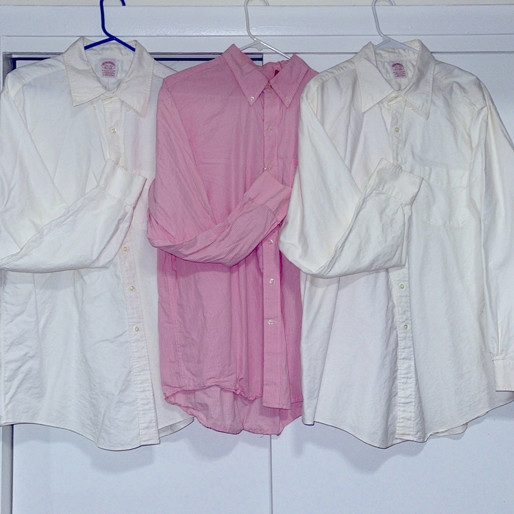 Prz for all 3. (2)Brooks Brother dress shirts (1)IZOD dress shirt. Monthly deal